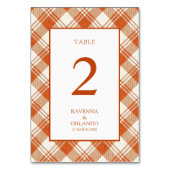Numéro De Table Mariage Gingham Carreaux Orange Rustique Atténué (Par défaut)