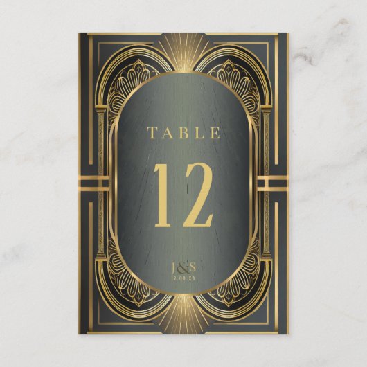 Numéro de table Mariage Glam Art Déco ID1033 (Devant)