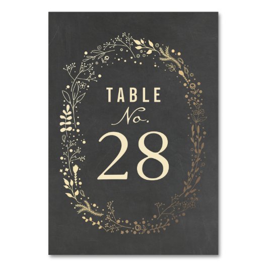 Numéro De Table Mariage Gold Florals Numéros (Dos)