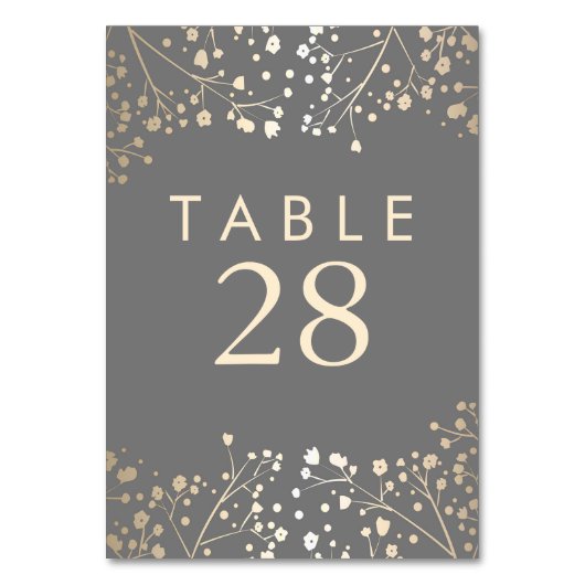 Numéro De Table Mariage Gold Foil Breath Baby's Breath Grey Numéro (Par défaut)
