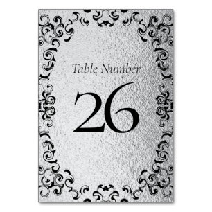 Numéro De Table Mariage gothique argenté et noir
