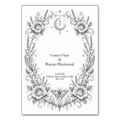 Numéro De Table Mariage gothique botanique noir et blanc (Dos)