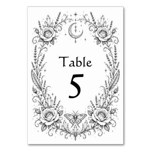 Numéro De Table Mariage gothique botanique noir et blanc (Par défaut)