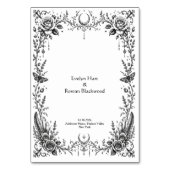 Numéro De Table Mariage gothique botanique noir et blanc (Dos)