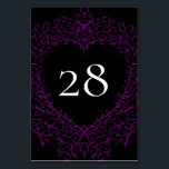 Numéro De Table Mariage gothique du coeur mauve et noir Numéro de<br><div class="desc">Nos beaux numéros de table gothique à coeur violet et noir sont sombres,  mais agréables avec notre design de défilement artistique. Ils sont conçus dans une collection de plusieurs objets afin que votre mariage entier puisse être coordonné avec le même style !</div>