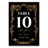 Numéro De Table Mariage gothique élégant noir et or (Dos)