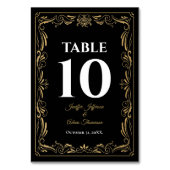 Numéro De Table Mariage gothique élégant noir et or (Dos)