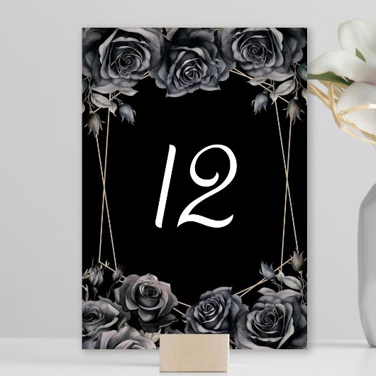 Numéro De Table Mariage gothique Fleurs noires Mariage Numéro de t