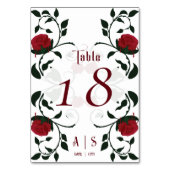 Numéro De Table Mariage gothique Laisser les roses rouges Moody (Dos)