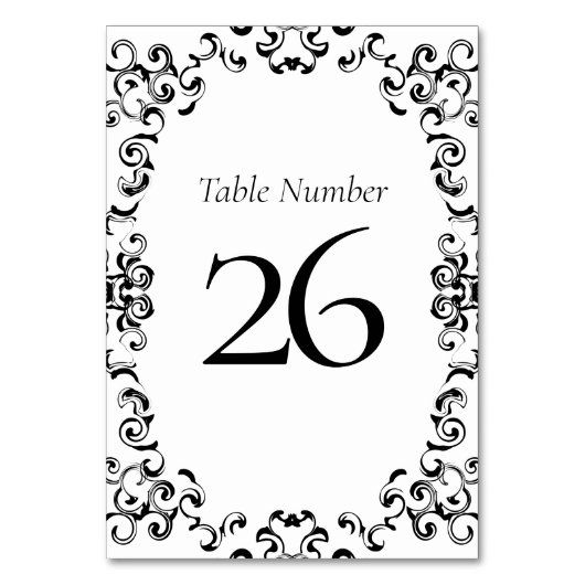 Numéro De Table Mariage gothique noir et blanc (Dos)