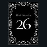 Numéro De Table Mariage gothique noir et blanc<br><div class="desc">Notre magnifique design tourbillon apporte un élément moderne à cette collection de mariages gothiques violets et noirs. Idéal pour un mariage à thème sombre ou une soirée d'Halloween.</div>