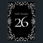 Numéro De Table Mariage gothique noir et blanc<br><div class="desc">Notre magnifique design tourbillon apporte un élément moderne à cette collection de mariages gothiques violets et noirs. Idéal pour un mariage à thème sombre ou une soirée d'Halloween.</div>