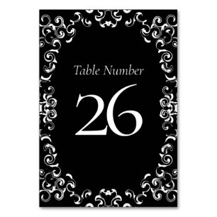 Numéro De Table Mariage gothique noir et blanc