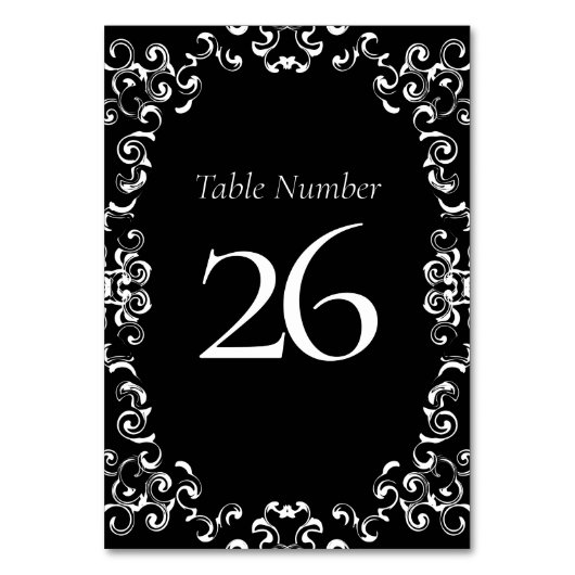 Numéro De Table Mariage gothique noir et blanc (Dos)