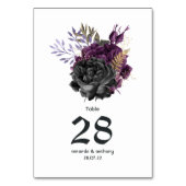 Numéro De Table Mariage gothique noir et or violet (Dos)