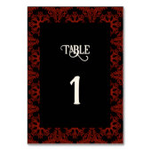 Numéro De Table Mariage gothique noir et rouge (Dos)