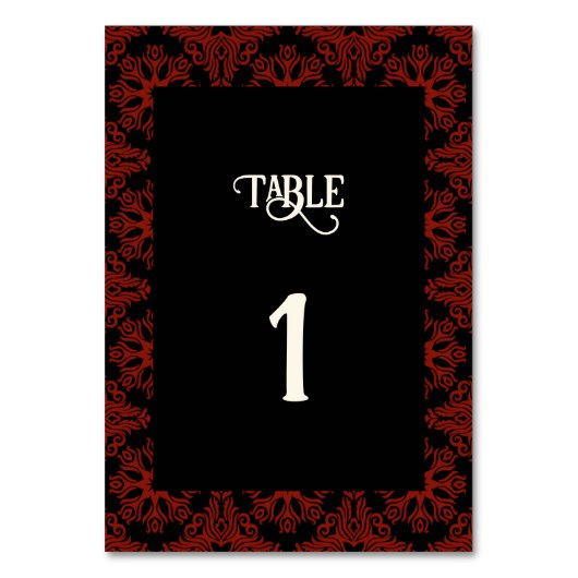 Numéro De Table Mariage gothique noir et rouge (Par défaut)