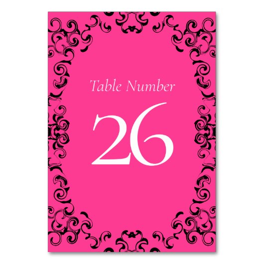 Numéro De Table Mariage gothique noir rose (Dos)