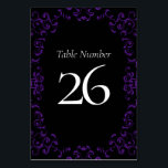 Numéro De Table Mariage gothique noir violet<br><div class="desc">Notre magnifique design tourbillon apporte un élément moderne à cette élégante collection de mariages gothiques violets et noirs. Idéal pour un mariage à thème sombre ou une soirée d'Halloween.</div>