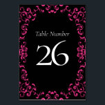 Numéro De Table Mariage gothique rose chaud et noir<br><div class="desc">Notre magnifique design tourbillon donne un élément moderne à cette collection de mariages gothiques roses et noirs chauds. Parfait pour un mariage à thème sombre ou une affaire Rockabilly.</div>
