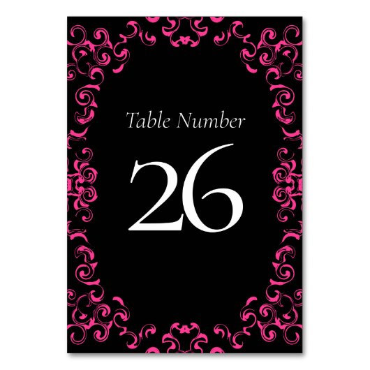 Numéro De Table Mariage gothique rose chaud et noir (Dos)