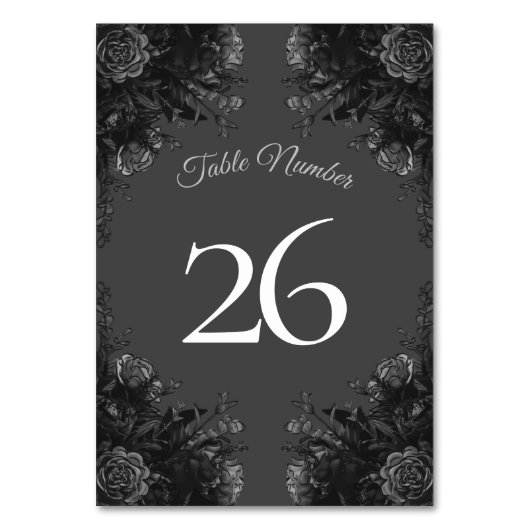Numéro De Table Mariage gothique Rose gris noir (Dos)