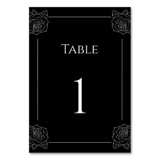 Numéro De Table Mariage gothique Rose Noire Et Blanc