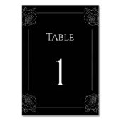 Numéro De Table Mariage gothique Rose Noire Et Blanc (Dos)