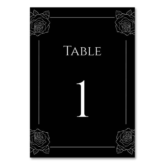 Numéro De Table Mariage gothique Rose Noire Et Blanc (Par défaut)