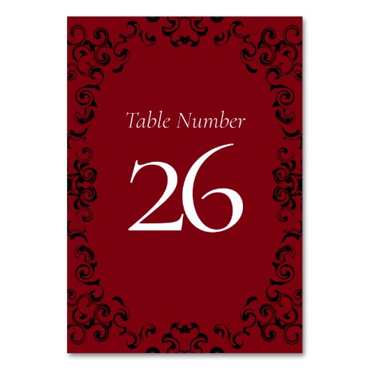 Numéro De Table Mariage gothique rouge et noir (Par défaut)
