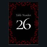 Numéro De Table Mariage gothique rouge et noir<br><div class="desc">Notre magnifique design Mariage gothique rouge et noir est sombre,  mais agréable avec notre design de défilement artistique. Ils sont conçus dans une collection de plusieurs objets afin que votre mariage entier puisse être coordonné avec le même style !</div>