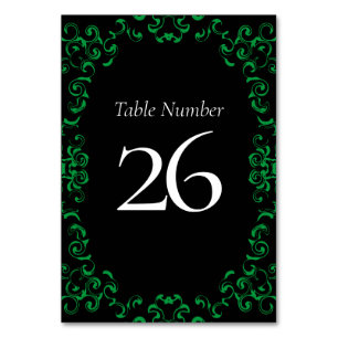 Numéro De Table Mariage gothique vert et noir