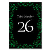 Numéro De Table Mariage gothique vert et noir (Dos)