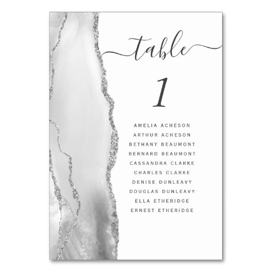 Numéro De Table Mariage gris blanc argenté (Dos)