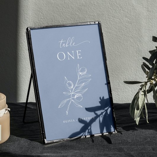 Numéro De Table Mariage Gris Bleu Clair Olive | Élégant Thème Mari