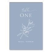 Numéro De Table Mariage Gris Bleu Clair Olive | Élégant Thème Mari (Dos)