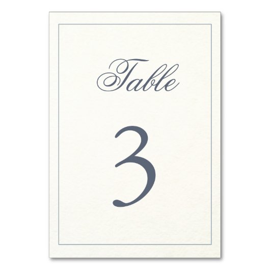 Numéro De Table Mariage gris bleu simple sur l'aquarelle (Dos)
