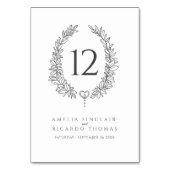 Numéro De Table Mariage gris de fusain blanc feuille de couronne o (Par défaut)