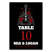 Mariage Guitare Roses Noires Rouges Rock