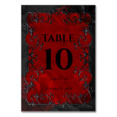 Numéro De Table Mariage Halloween gothique rouge foncé (Dos)