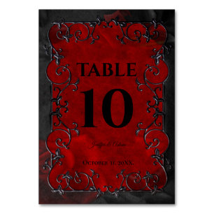 Numéro De Table Mariage Halloween gothique rouge foncé