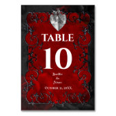 Numéro De Table Mariage Halloween gothique rouge foncé (Dos)