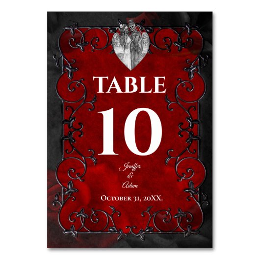 Numéro De Table Mariage Halloween gothique rouge foncé (Par défaut)