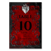 Numéro De Table Mariage Halloween gothique rouge foncé (Dos)