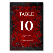 Numéro De Table Mariage Halloween gothique rouge foncé (Dos)