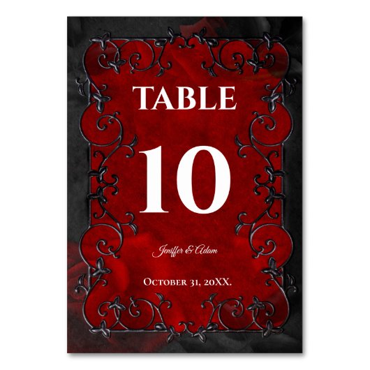 Numéro De Table Mariage Halloween gothique rouge foncé (Par défaut)