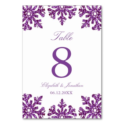 Numéro De Table Mariage hivernal de flocon de neige violet (Par défaut)