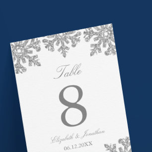 Numéro De Table Mariage hivernal Silver Snowflake
