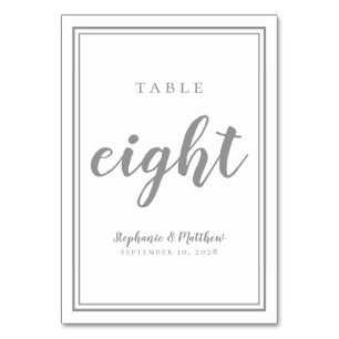 Numéro de table mariage huit simple Gris ultime