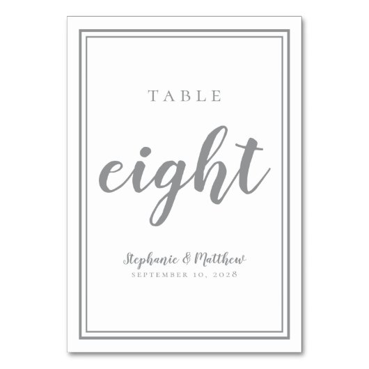 Numéro de table mariage huit simple | Gris ultime (Par défaut)